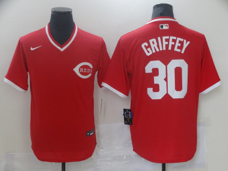 Men's Cincinnati Reds #30 Ken Griffey Red Cool white Stitched Jersey
